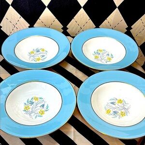 Vintage Royal Doulton Barclay 4908 Salad Plates – Deep Dish Wide Rim| Set/4| 8”